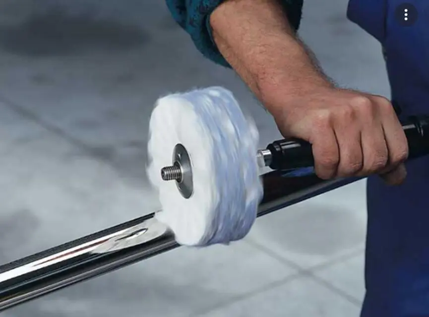 Buffing a stainless steel tube to a bright finish