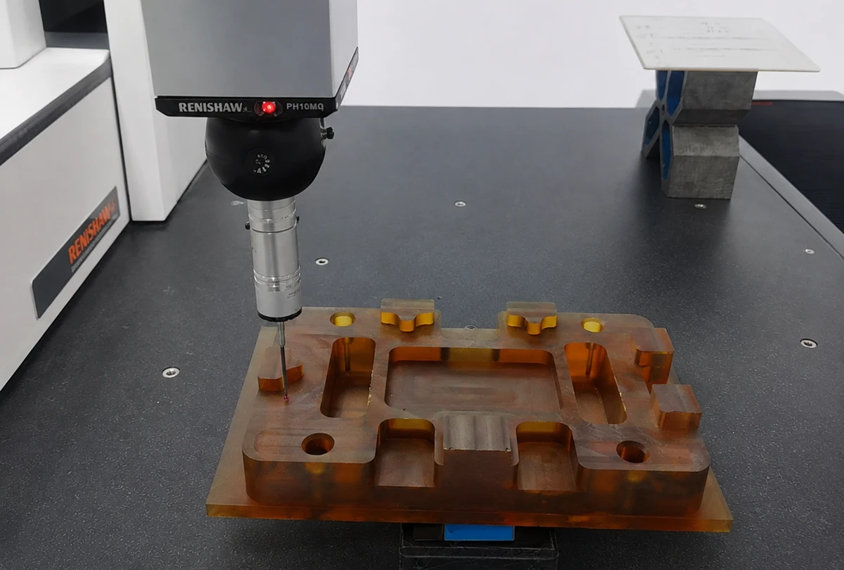 CMM inspection of amber aerospace PEI parts