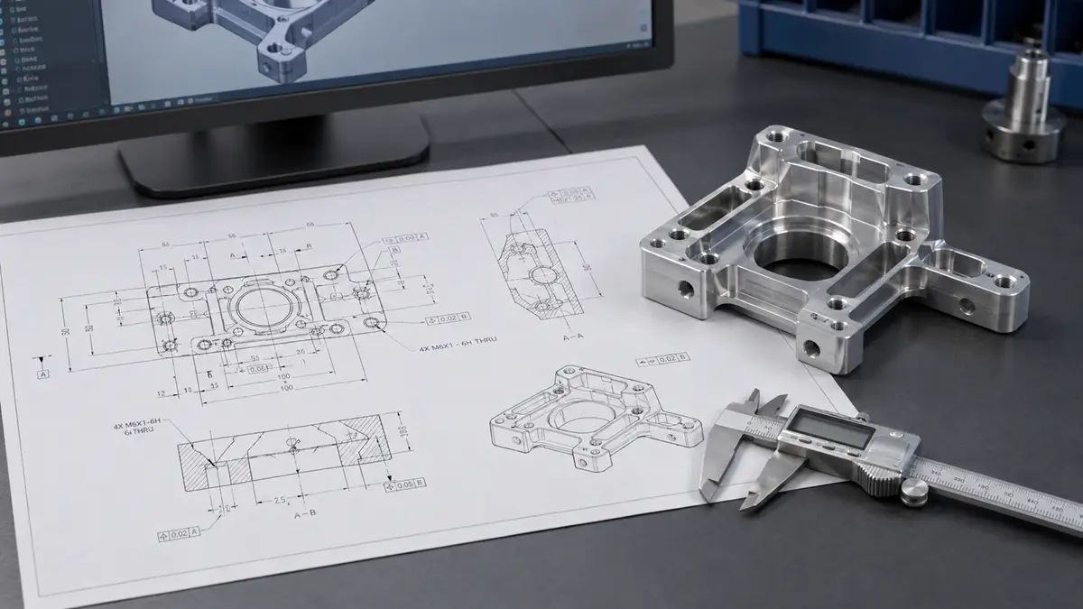 CNC drawing dimensions and callouts