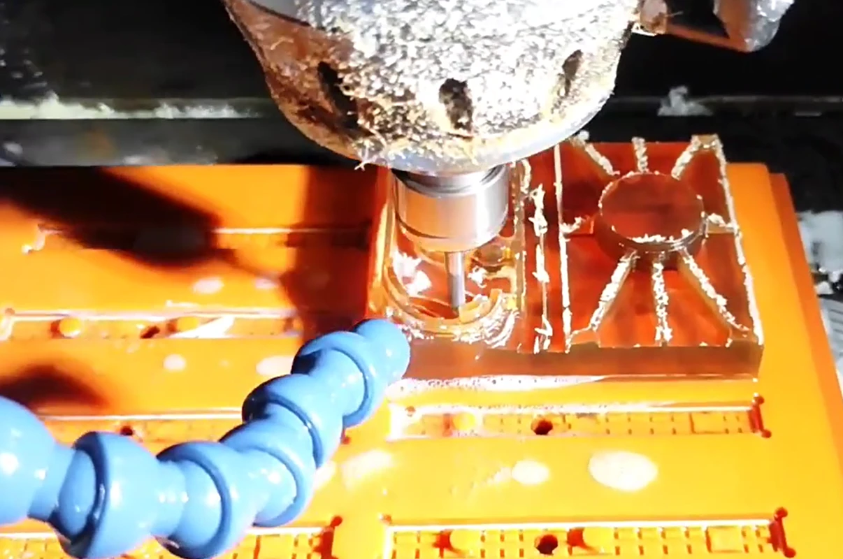 CNC milling process for amber PEI ULTEM plastic