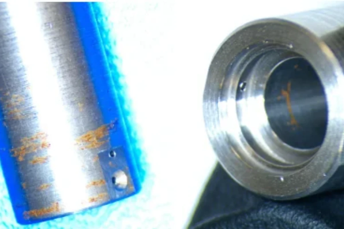 Localized corrosion spots on AISI 416 tempered CNC machined collimator tube