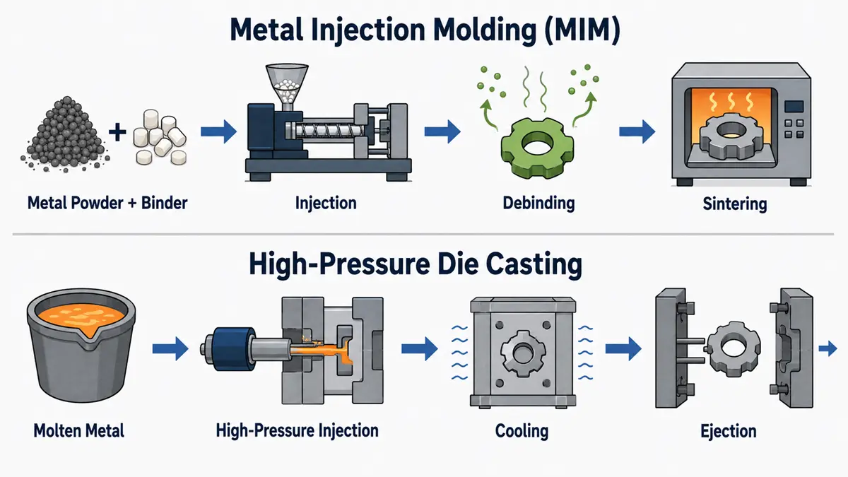MIM and die casting process comparison