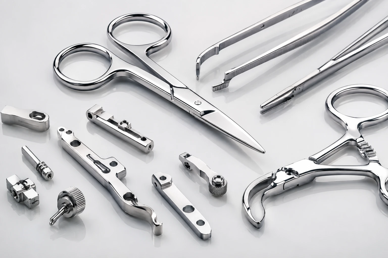 Mirror polished 420 stainless steel surgical instrument components and medical parts
