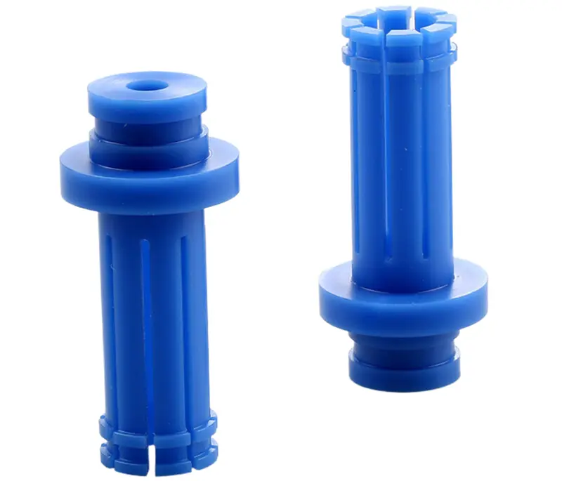 blue ribbedslotted polymer components