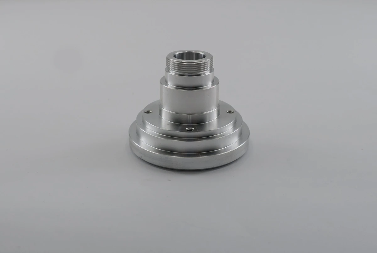precision cnc turned aluminum threaded component.