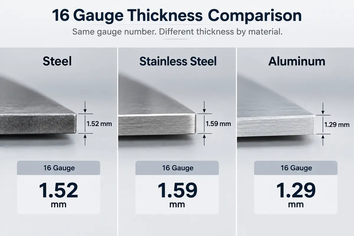 16 gauge sheet metal thickness comparison