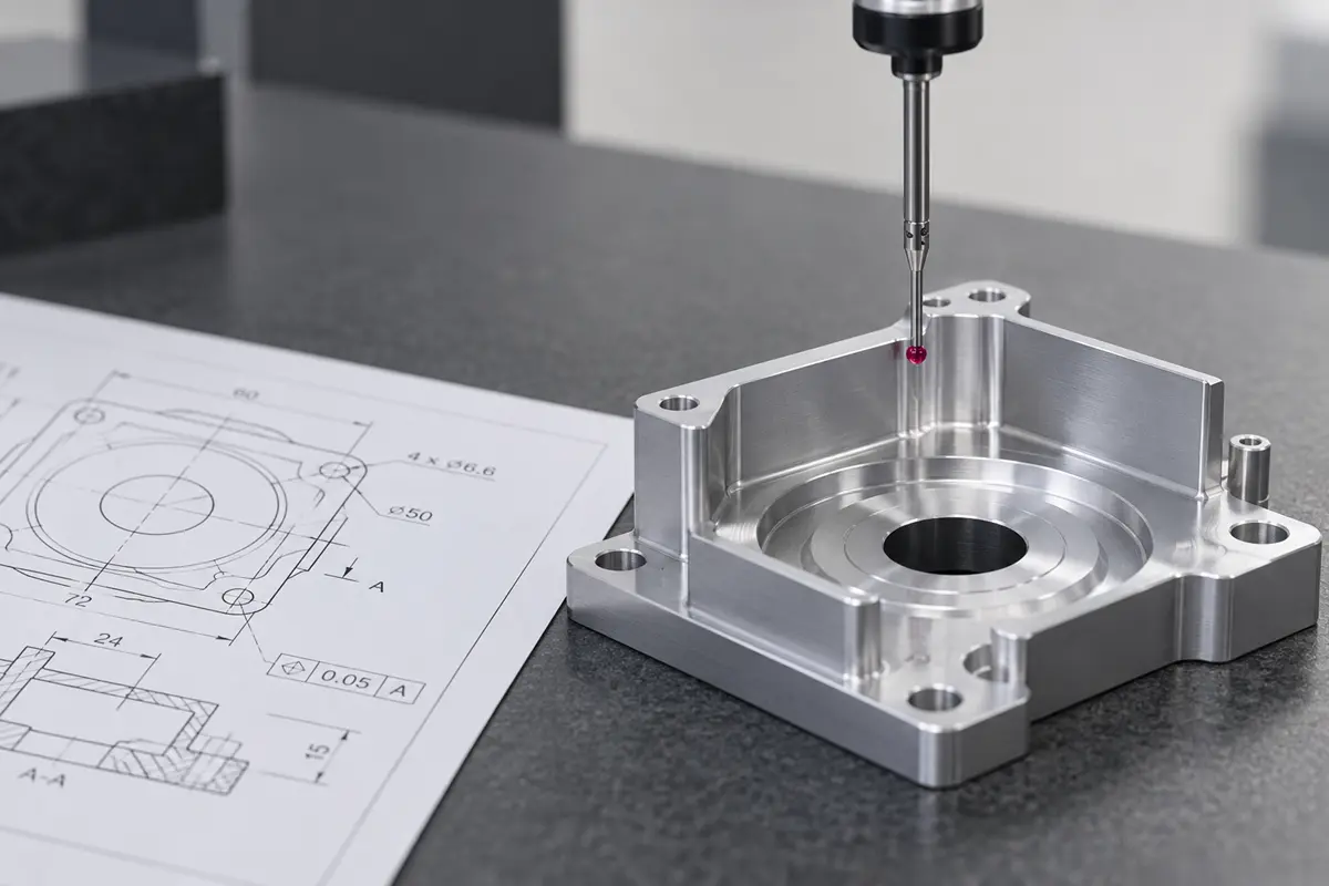 CMM inspection of CNC machined part