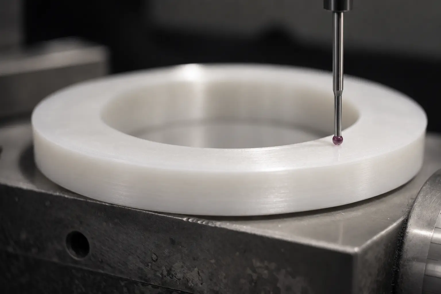 CMM inspection of machined Delrin part