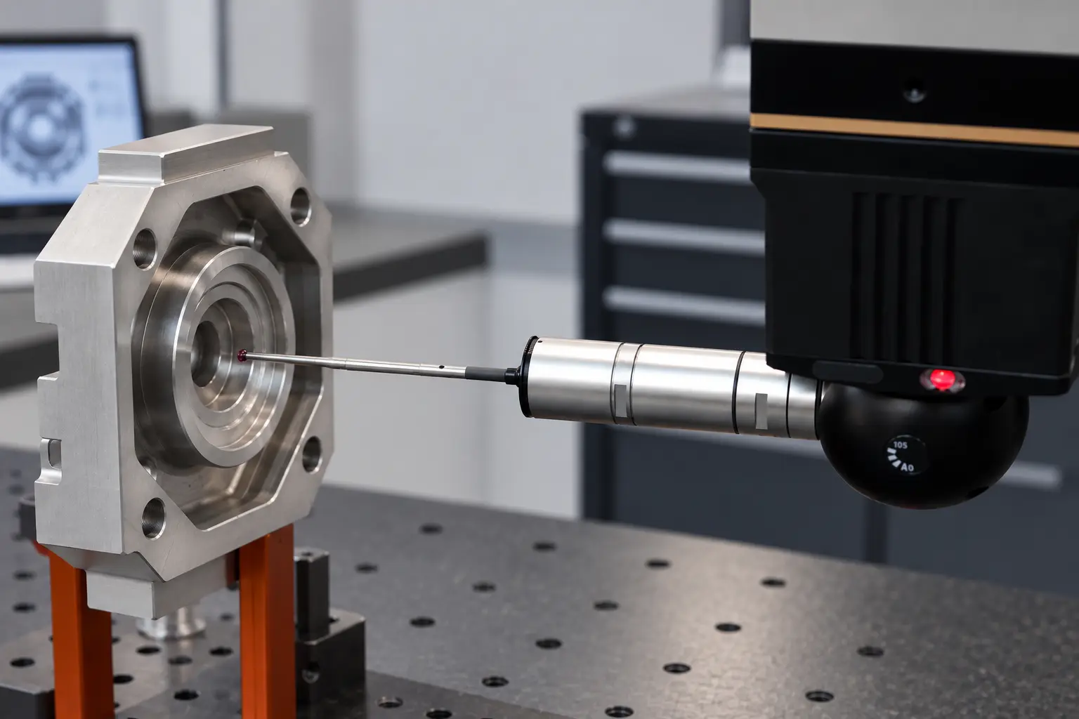 CMM inspection of precision machined part
