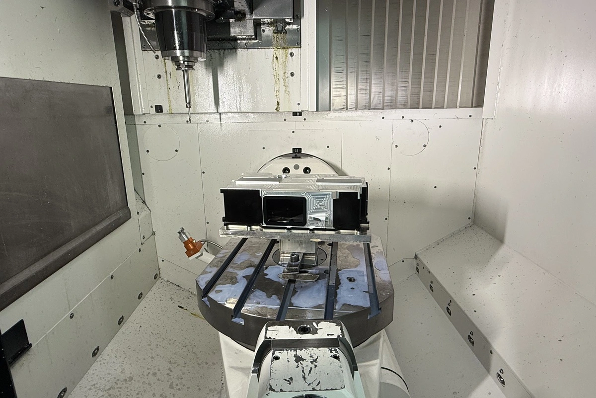 CNC fixture holding a workpiece for machining