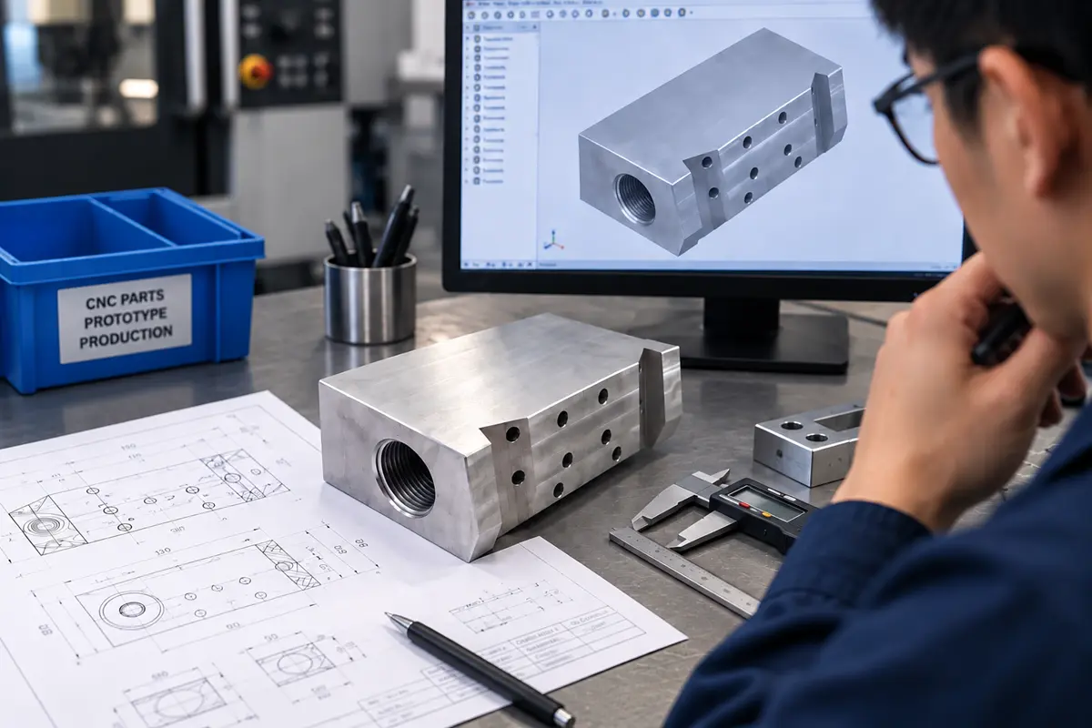 CNC machining RFQ with drawing and CAD model