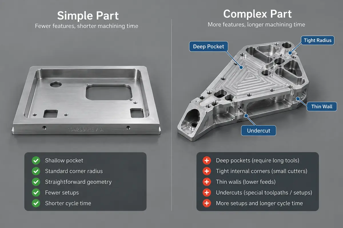 CNC part complexity and machining cost