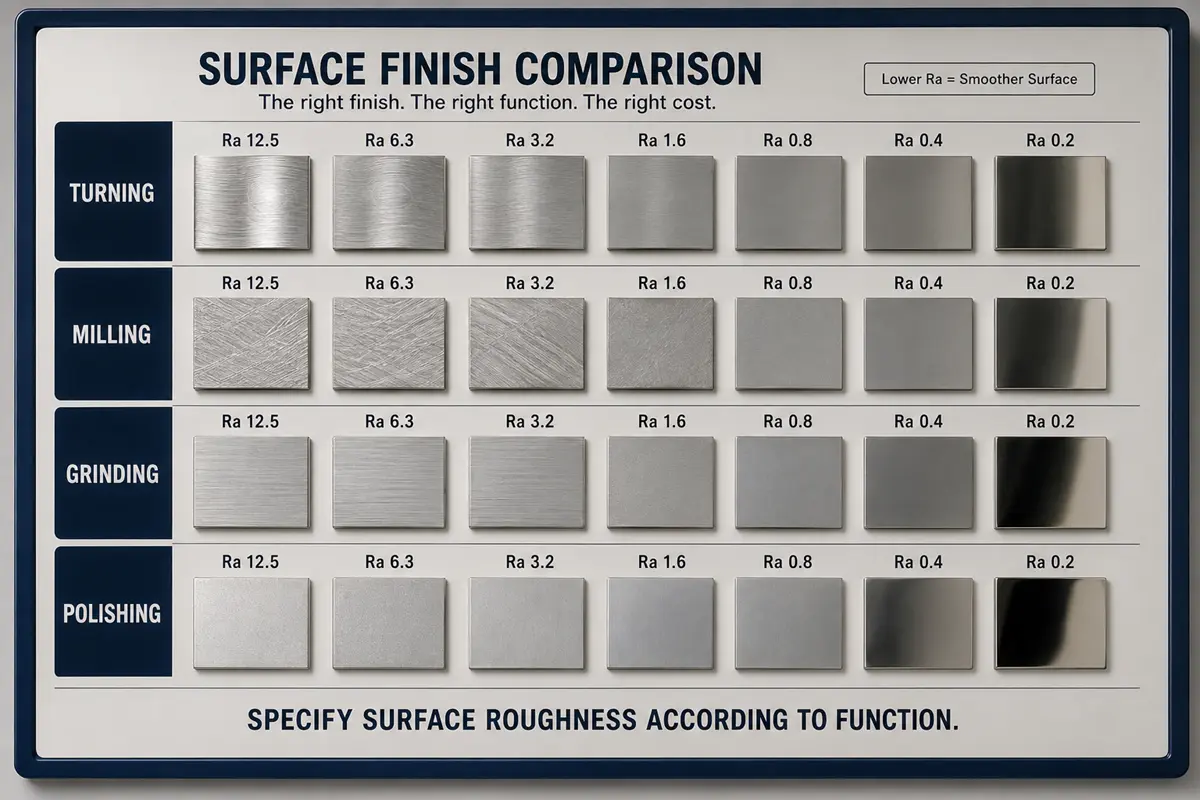 CNC surface finish roughness comparison