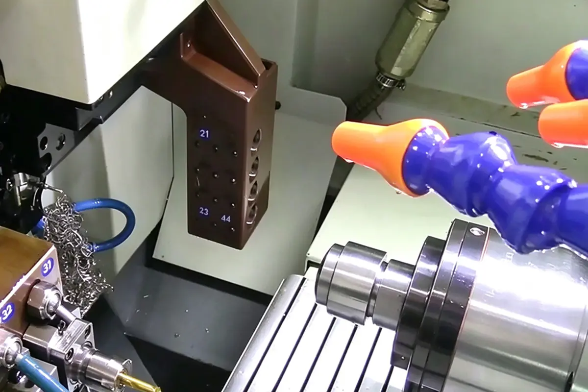 CNC turning a titanium part