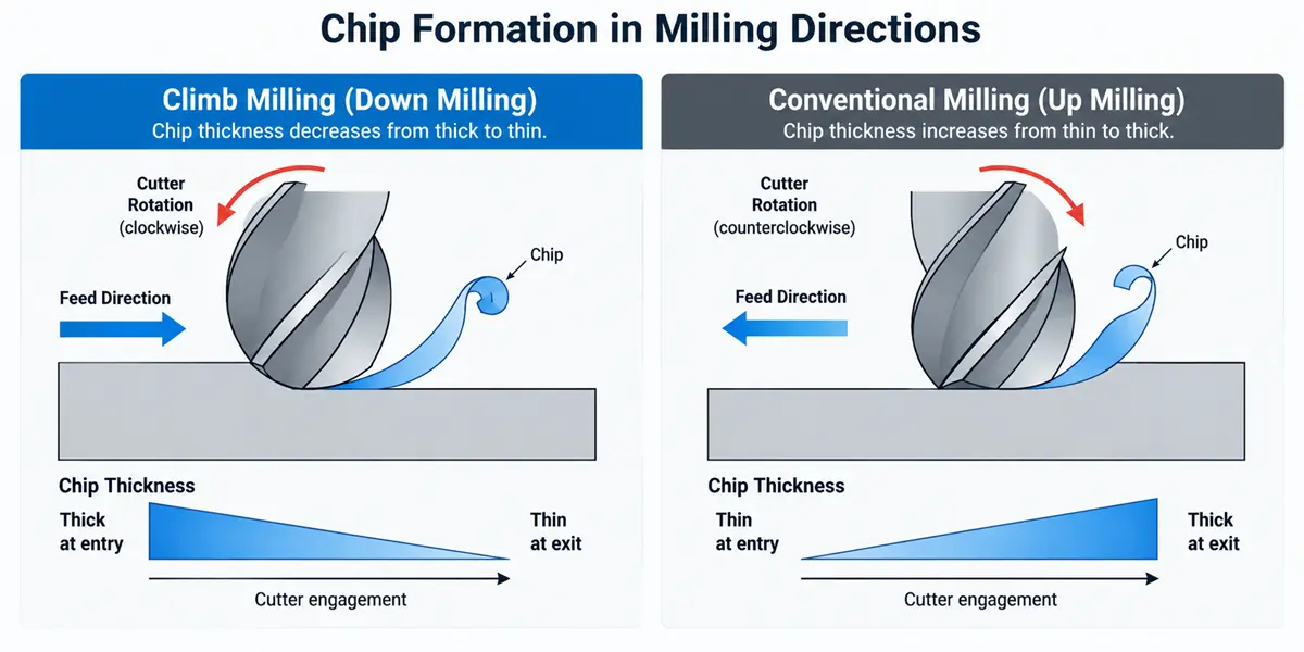 Chip formation in milling directions