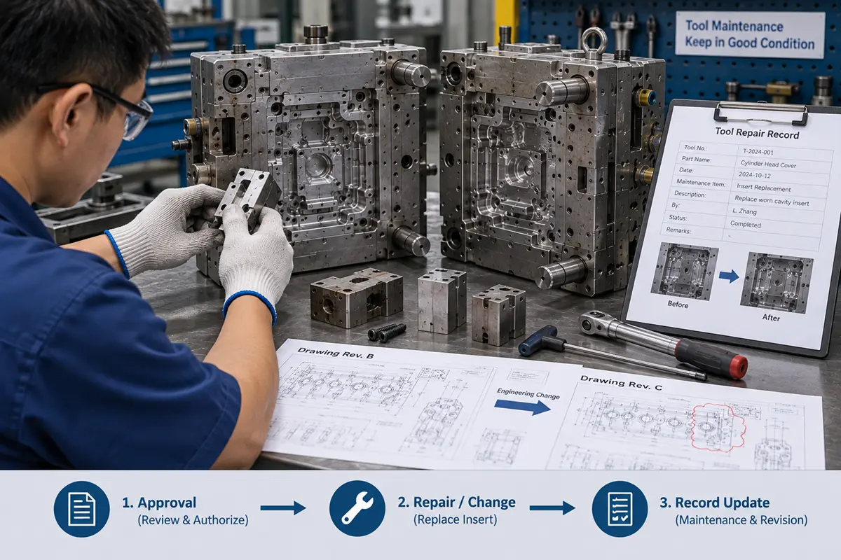 Die casting tool repair and change control