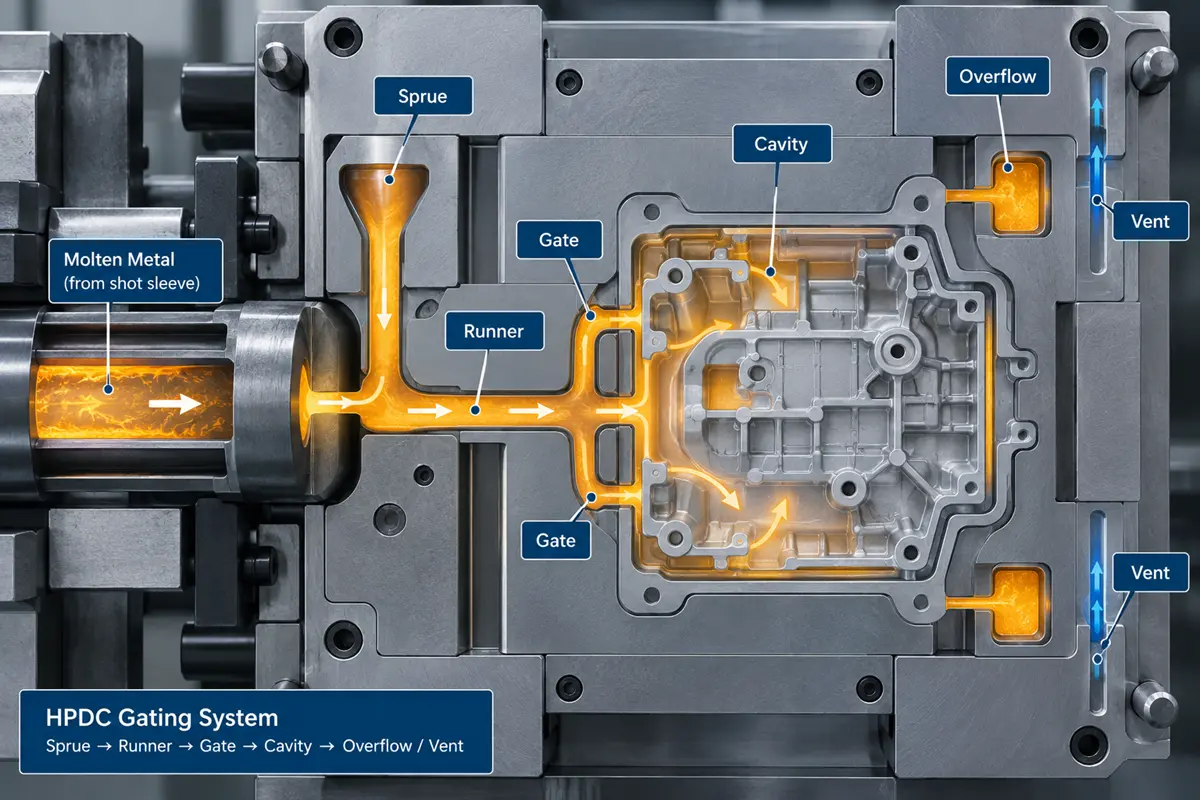 HPDC gating runner and vent system