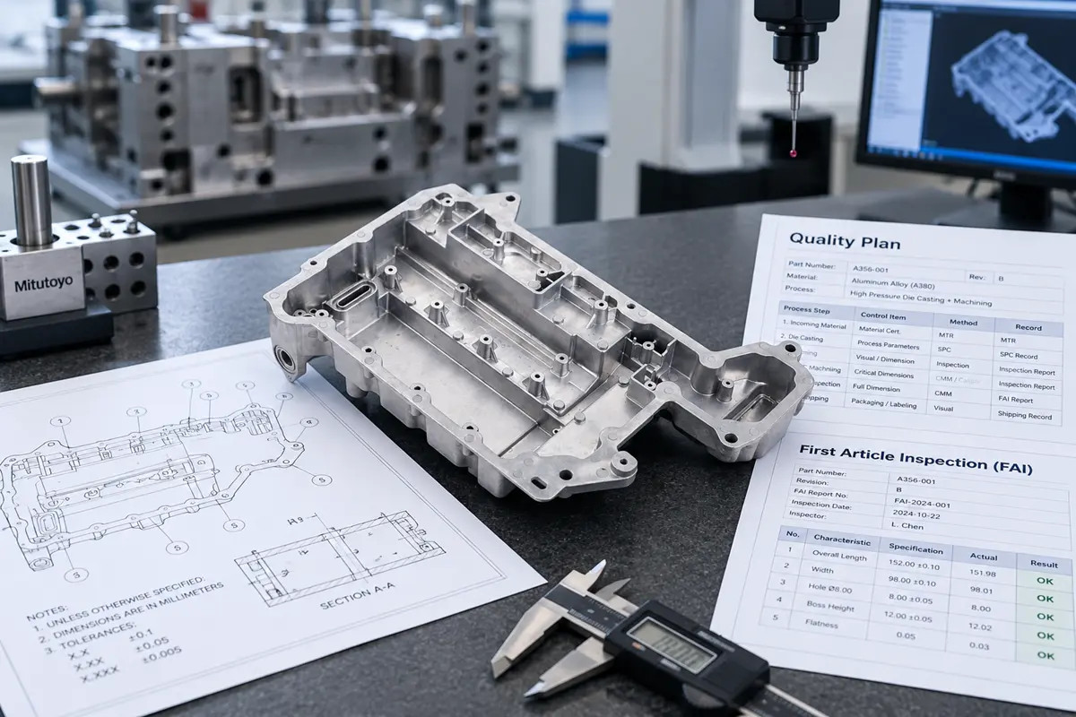 HPDC part with quality plan and FAI