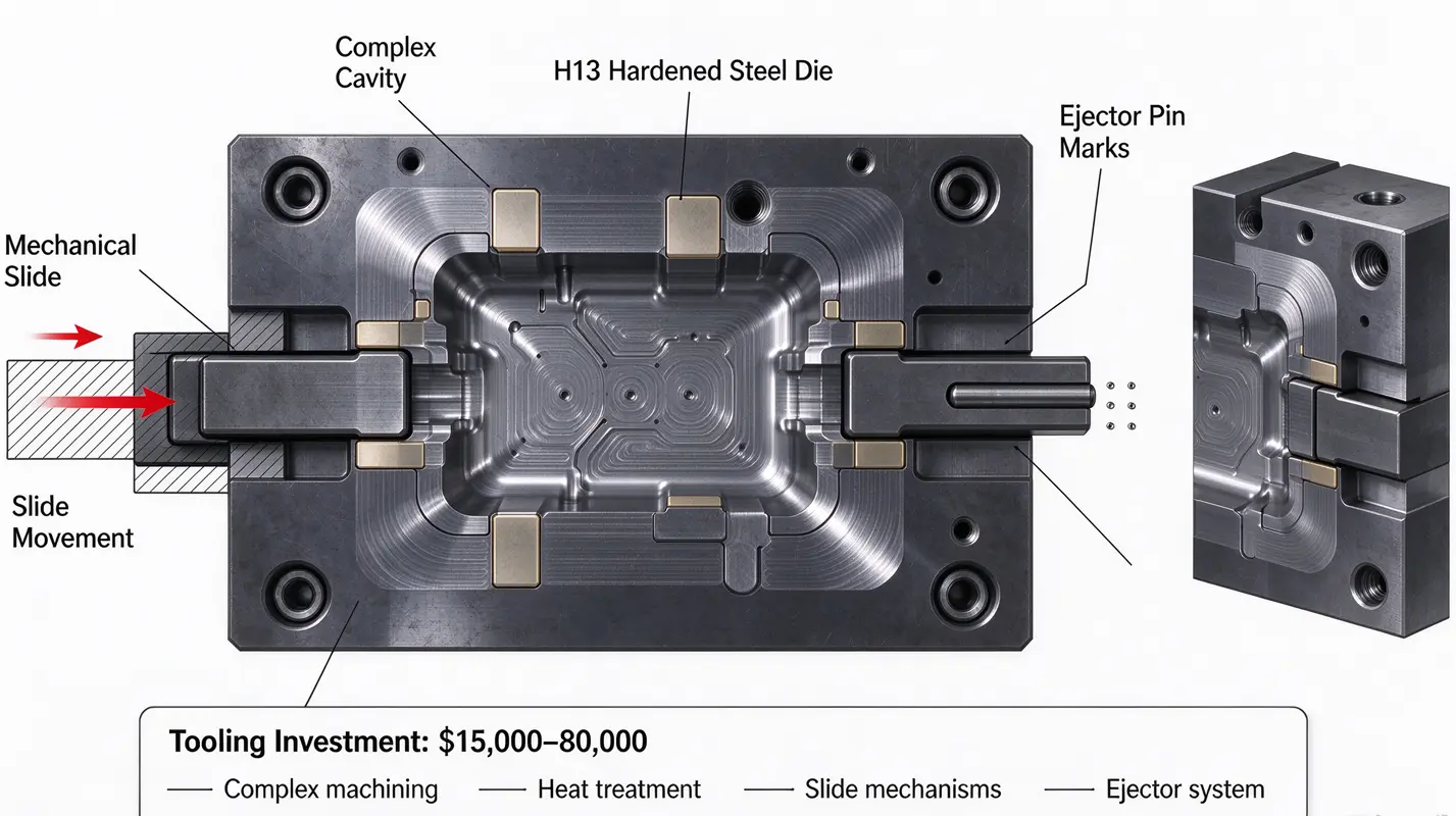 Hardened steel die casting tooling