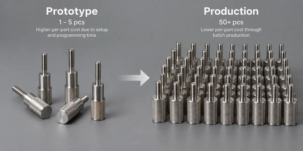 How CNC order quantity affects cost per part