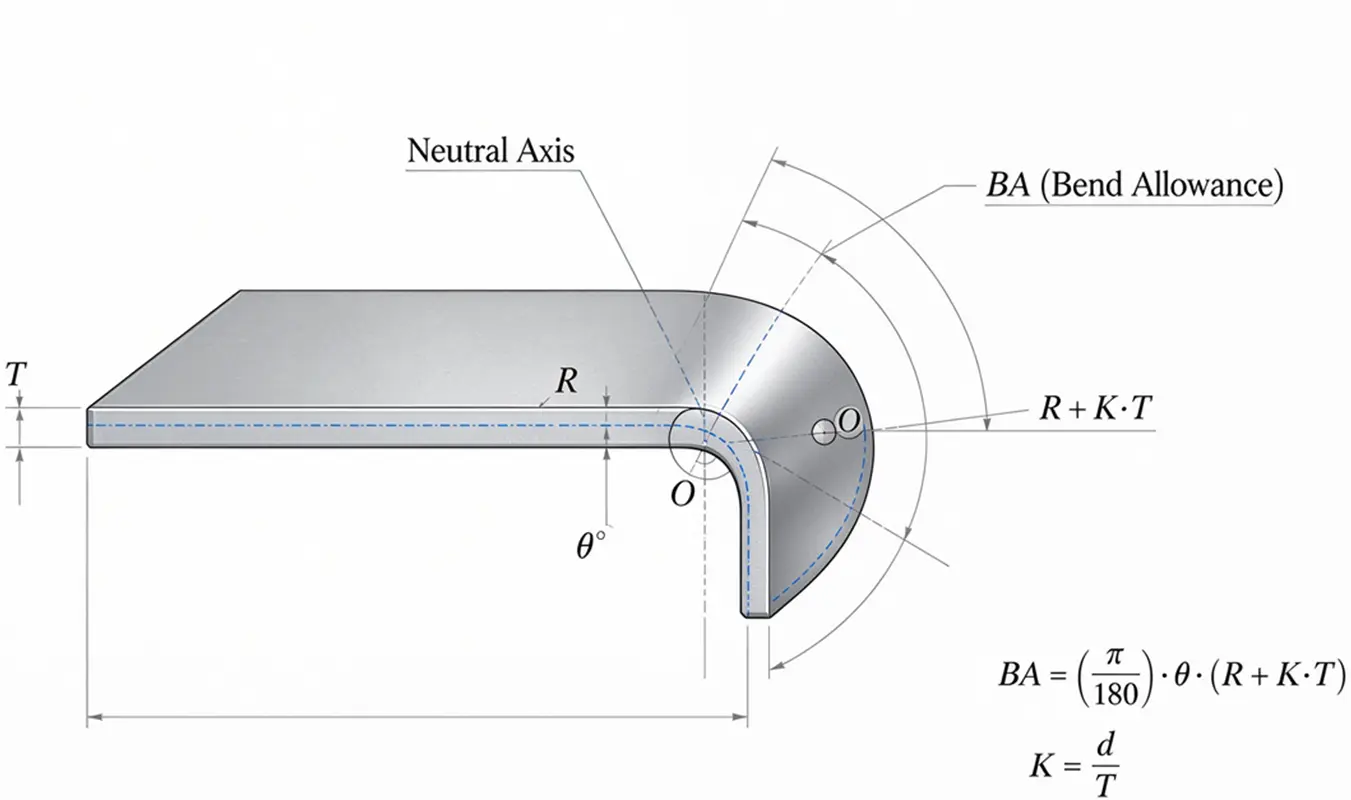 K-factor and bend allowance diagram