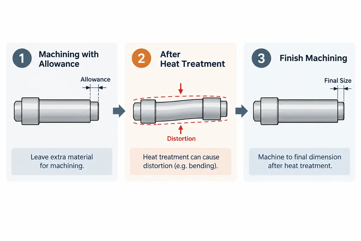 Machining allowance for heat treatment distortion