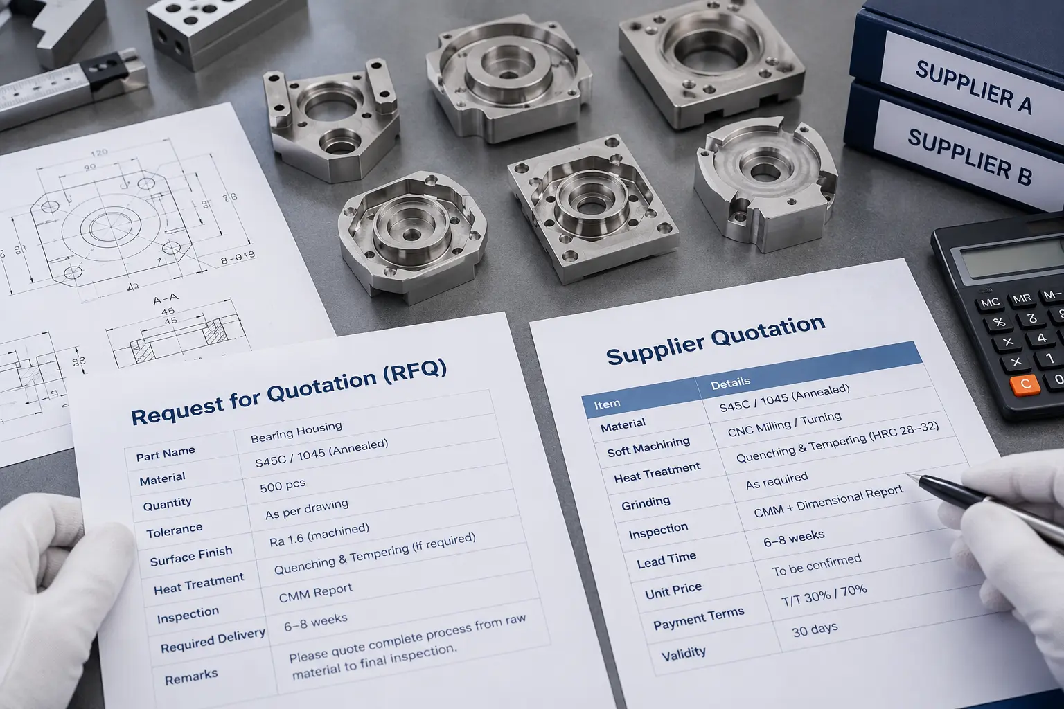 RFQ and CNC supplier quotation review