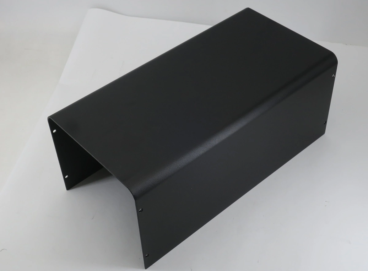 Black powder coated U-shaped sheet metal housing