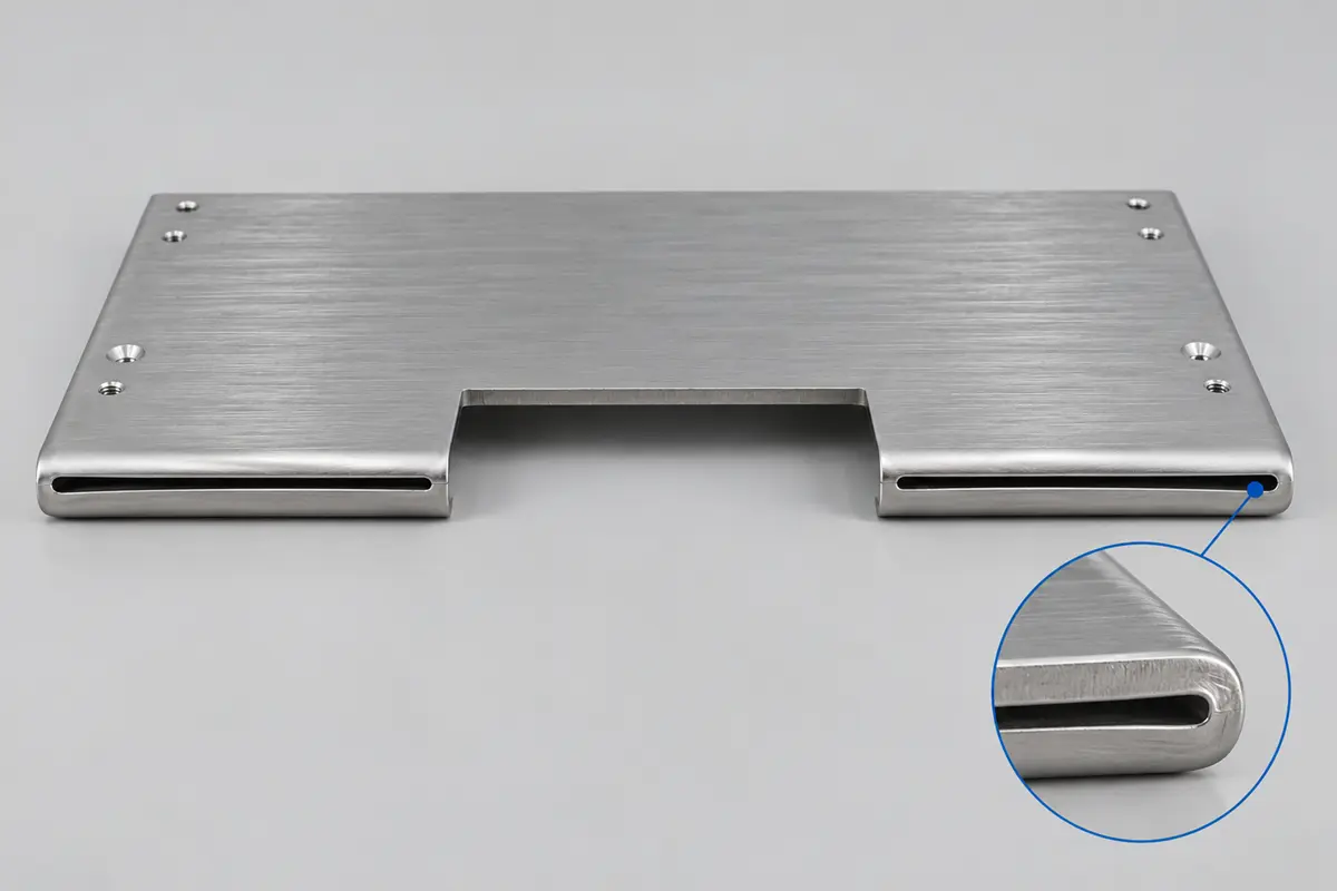 Sheet metal hemming on a precision metal panel