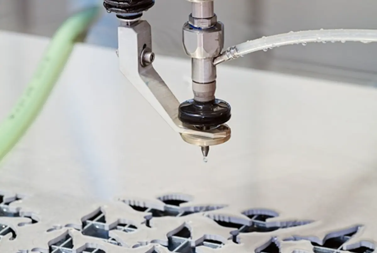 Waterjet cutting complex metal contours 
